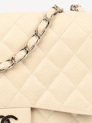 CHANEL Large Natural Caviar Leather Single Flap Classic Handbag - Image 7 of 13