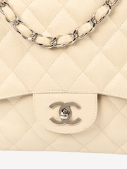 CHANEL Large Natural Caviar Leather Single Flap Classic Handbag - Image 8 of 13