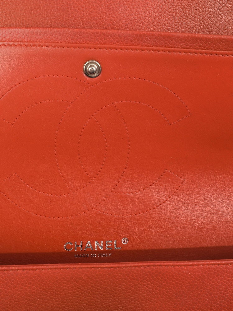 CHANEL Large Red Caviar Leather Classic Handbag - Image 10 of 10