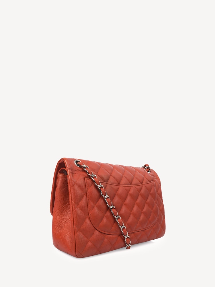 CHANEL Large Red Caviar Leather Classic Handbag - Image 3 of 10