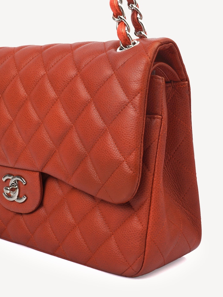 CHANEL Large Red Caviar Leather Classic Handbag - Image 5 of 10