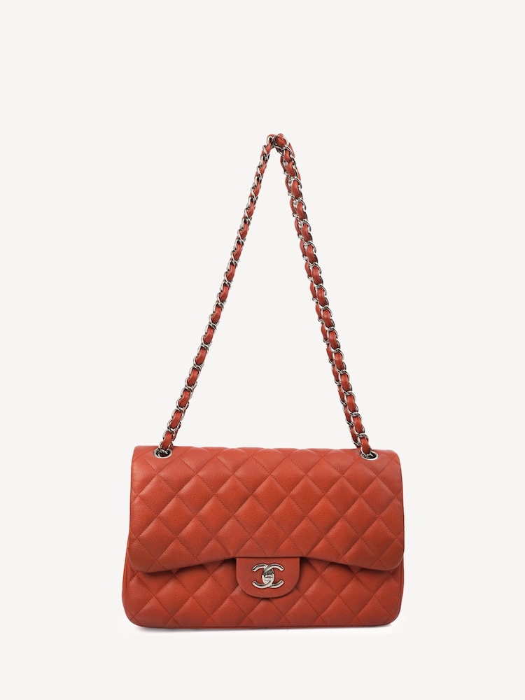 CHANEL Large Red Caviar Leather Classic Handbag - Image 7 of 10