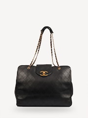 CHANEL Travel Ligne Tote Calfskin Leather Black Handbag - Image 1 of 9
