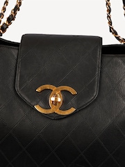 CHANEL Travel Ligne Tote Calfskin Leather Black Handbag - Image 5 of 9