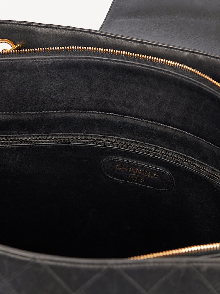 CHANEL Travel Ligne Tote Calfskin Leather Black Handbag - Image 9 of 9