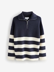 Navy Stripe Half Zip Knitted Jumper - Image 1 of 1