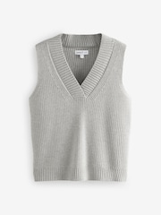 Grey V-Neck Sleeveless Knitted Tank Top Jumper - Image 1 of 1