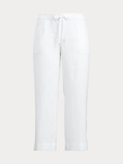Lauren Ralph Lauren Curve Jovonie Linen Wide Leg Drape White Trousers - Image 4 of 4