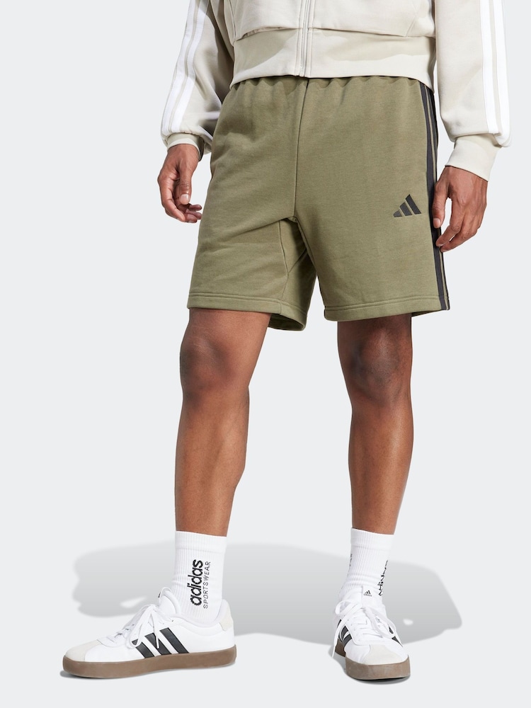 adidas Green Essential 3-Stripes French Terry Shorts - Image 1 of 6