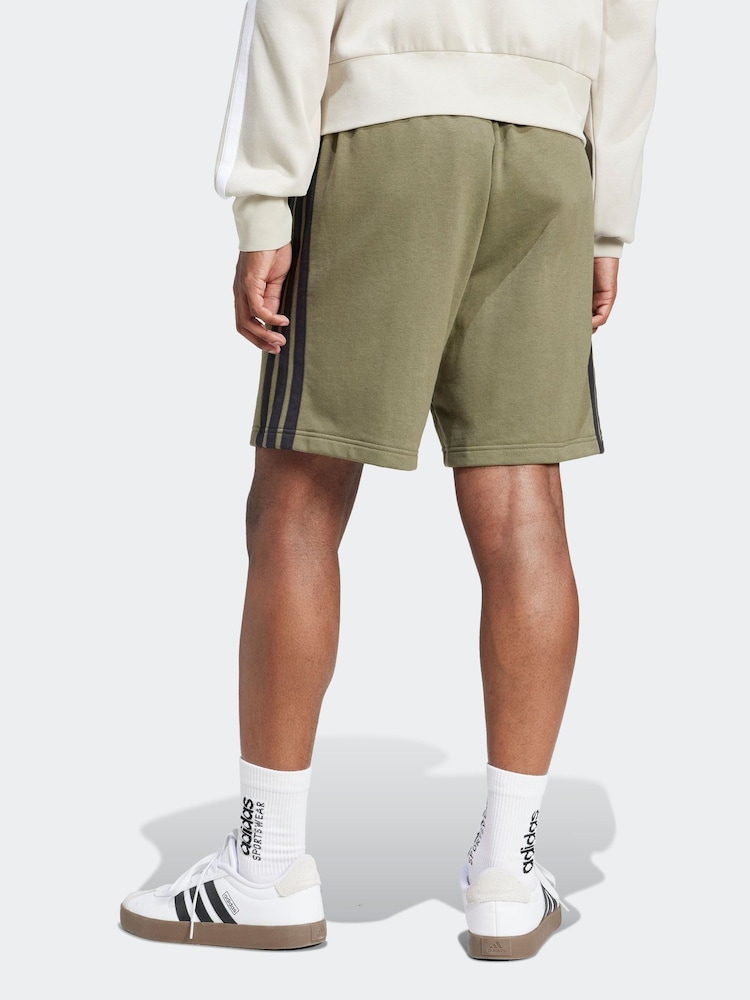 adidas Green Essential 3-Stripes French Terry Shorts - Image 2 of 6