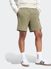adidas Green Essential 3-Stripes French Terry Shorts - Image 3 of 6