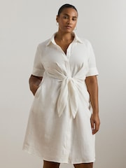 Lauren Ralph Lauren Curve Wakana Linen Belted Shirt Dress - Image 1 of 5