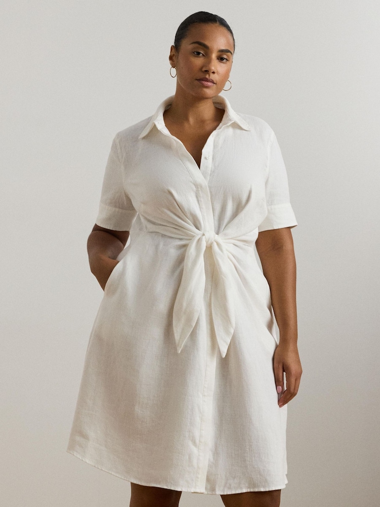Lauren Ralph Lauren Curve Wakana Linen Belted Shirt Dress - Image 1 of 5