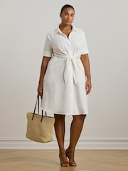 Lauren Ralph Lauren Curve Wakana Linen Belted Shirt Dress - Image 2 of 5