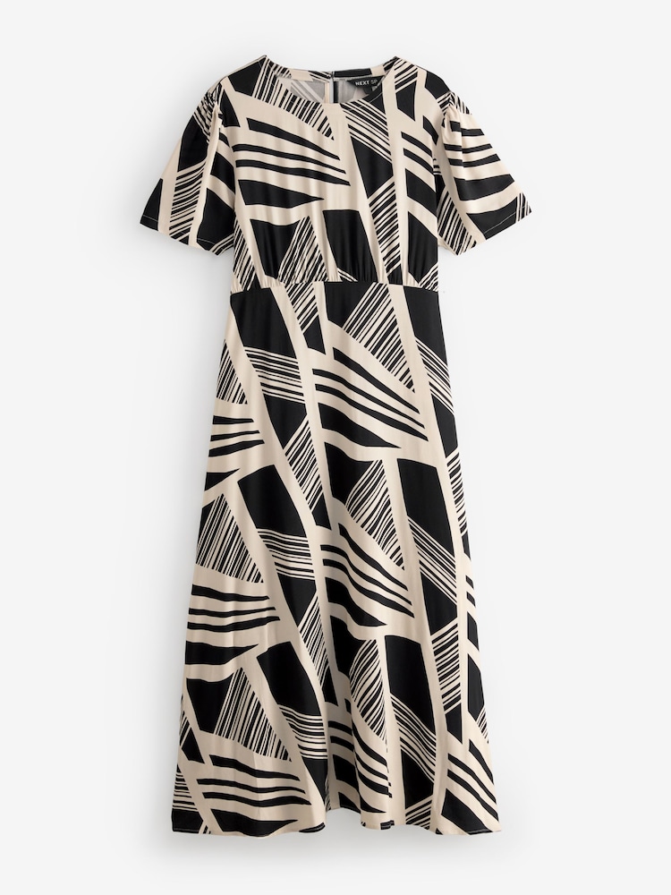 Black All Over Printed Maxi Waist Dress - Image 1 of 1