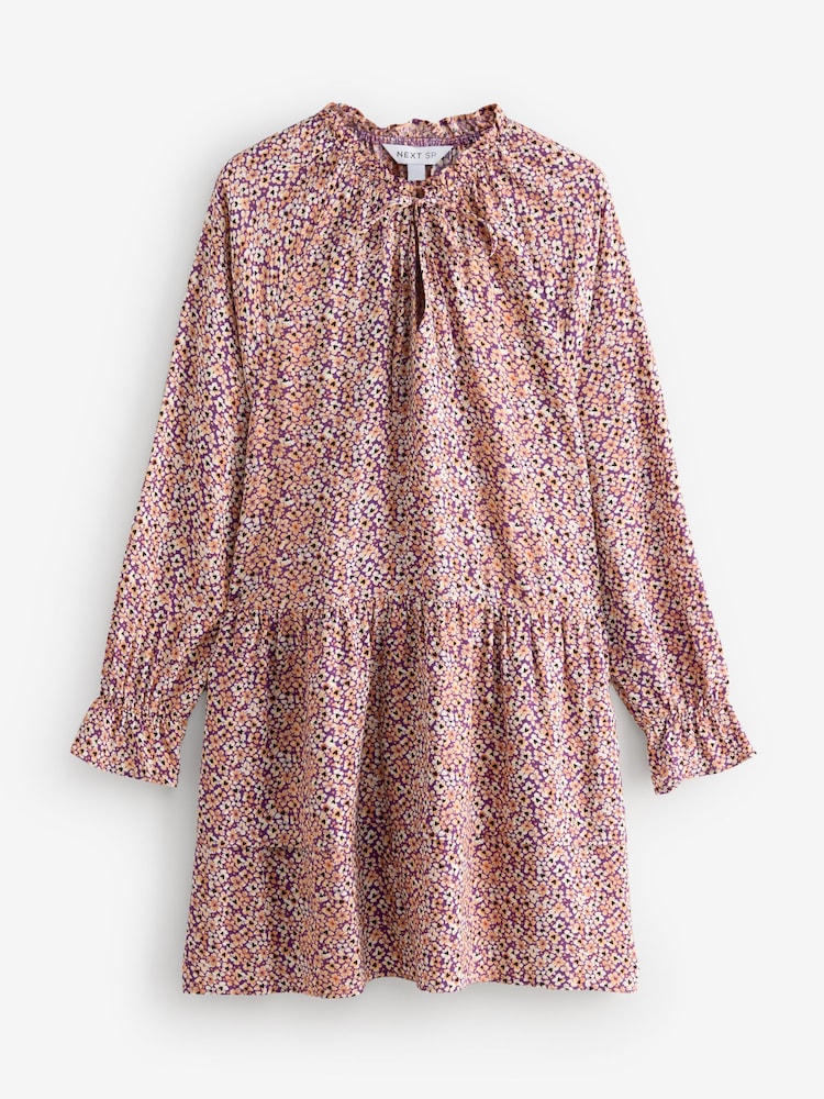 Plum Purple Midi Floral Tiered Dress - Image 1 of 1