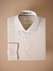 Neutral Slim Fit Textured Signature 100% Cotton Long Sleeve Shirt - Image 1 of 3