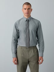 Navy/Grey texture Slim Fit Shirt And Tie Set - Image 1 of 10