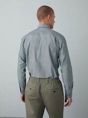 Navy/Grey texture Slim Fit Shirt And Tie Set - Image 2 of 10