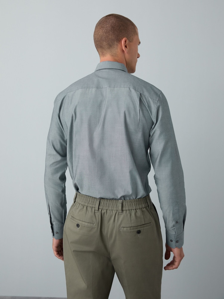 Navy/Grey texture Slim Fit Shirt And Tie Set - Image 2 of 10 Navy/Grey texture Slim Fit Shirt And Tie Set - Image 2 of 10