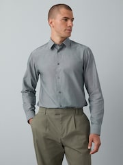 Navy/Grey texture Slim Fit Shirt And Tie Set - Image 3 of 10
