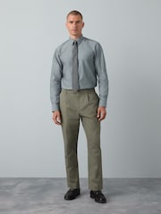 Navy/Grey texture Slim Fit Shirt And Tie Set - Image 4 of 10