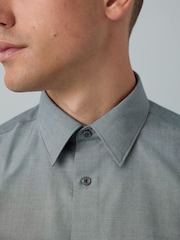 Navy/Grey texture Slim Fit Shirt And Tie Set - Image 6 of 10