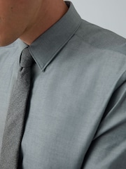 Navy/Grey texture Slim Fit Shirt And Tie Set - Image 7 of 10