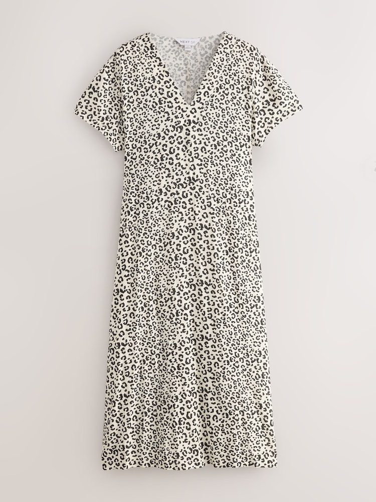 Black Short Sleeves All Over Cheeta Printed Dress - Image 1 of 1