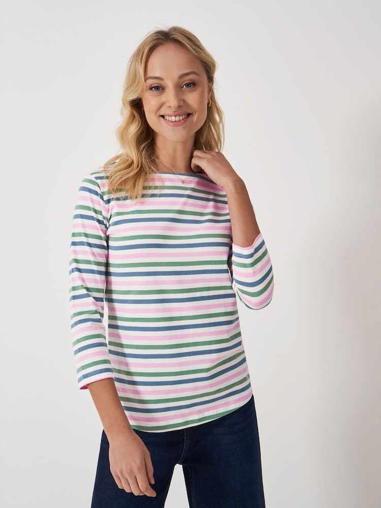 Crew Clothing Company Blue 100% Cotton Essential Breton Stripe Top - Image 1 of 5