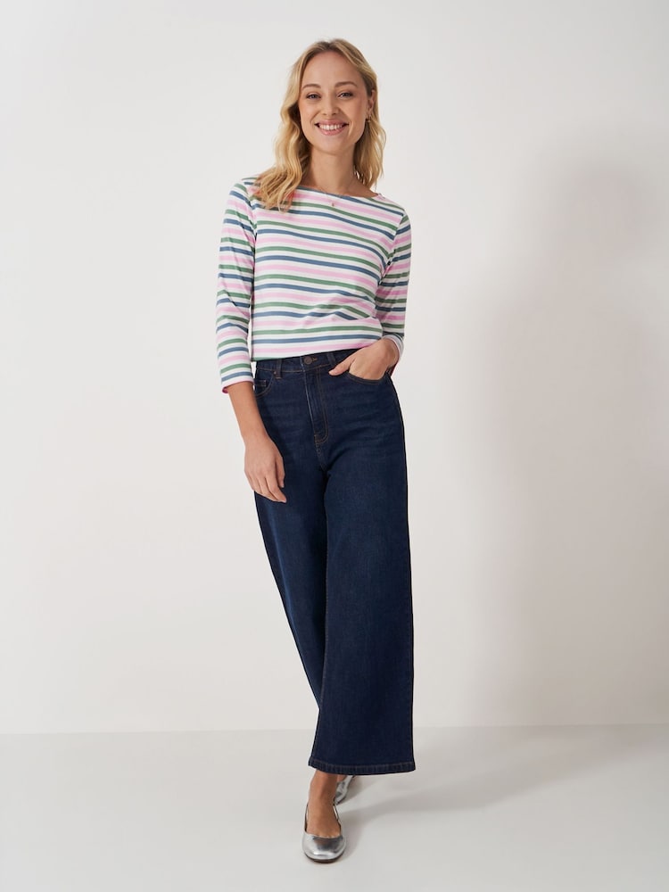 Crew Clothing Company Blue 100% Cotton Essential Breton Stripe Top - Image 3 of 5