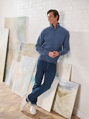 Crew Clothing Company Blue Classic Half Zip Sweatshirt - 圖片 2，共 5