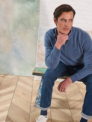 Crew Clothing Company Blue Classic Half Zip Sweatshirt - 圖片 3，共 5