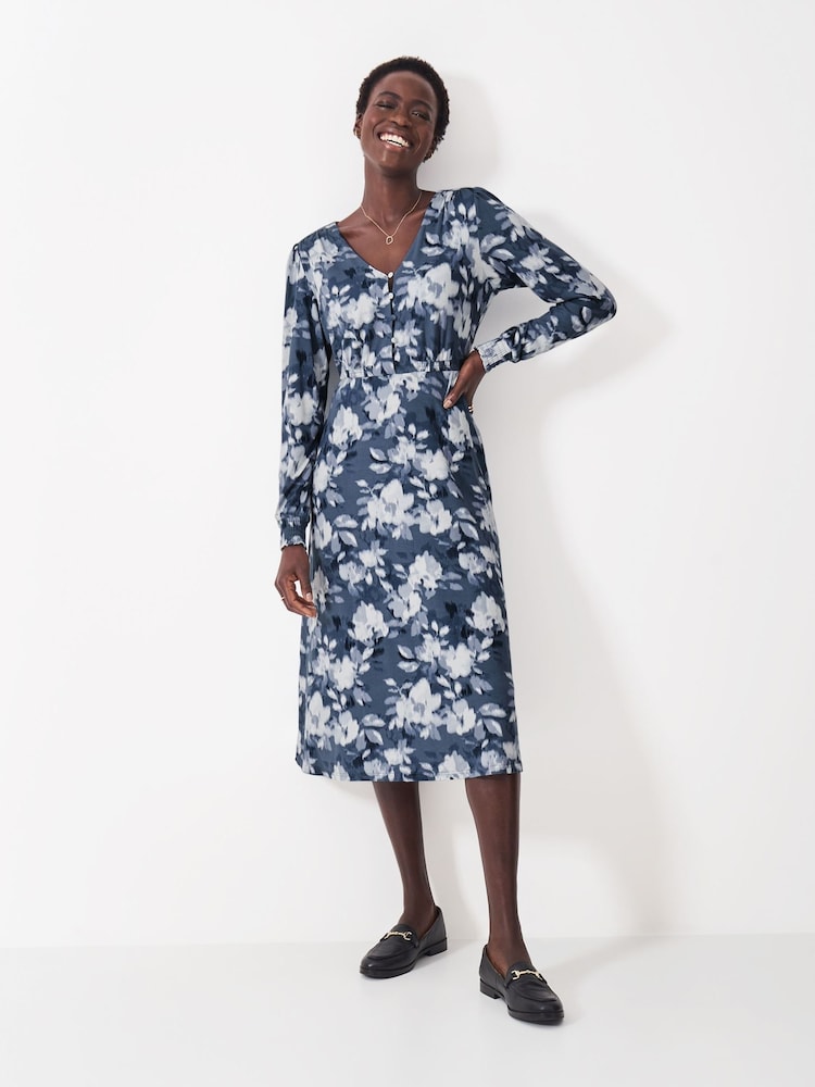 Crew Clothing Company Blue Carrie Floral Jersey Tea Dress - Image 1 of 5