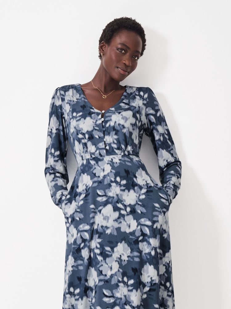 Crew Clothing Company Blue Carrie Floral Jersey Tea Dress - Image 3 of 5