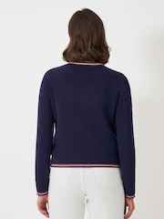 Crew Clothing Blue Knitted Tipped Cardigan - Image 2 of 5