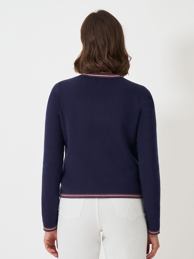 Crew Clothing Blue Knitted Tipped Cardigan - Image 2 of 5