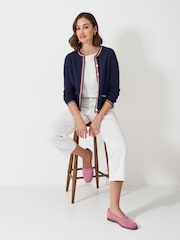Crew Clothing Blue Knitted Tipped Cardigan - Image 3 of 5