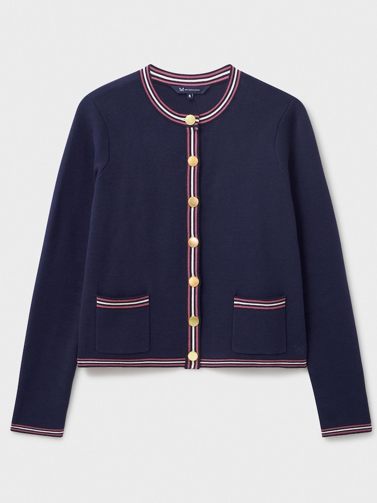 Crew Clothing Blue Knitted Tipped Cardigan - Image 5 of 5