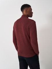 Crew Clothing Red 100% Cotton Classic Half Zip Knit Sweater - Image 2 of 5