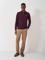 Rot - Crew Clothing Langarm-Poloshirt aus 100% Baumwolle - Bild 3 von 4