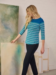 Crew Clothing Company Green 100% Cotton Essential Breton Stripe Top - Image 1 of 9
