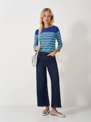 Crew Clothing Company Green 100% Cotton Essential Breton Stripe Top - Image 7 of 9