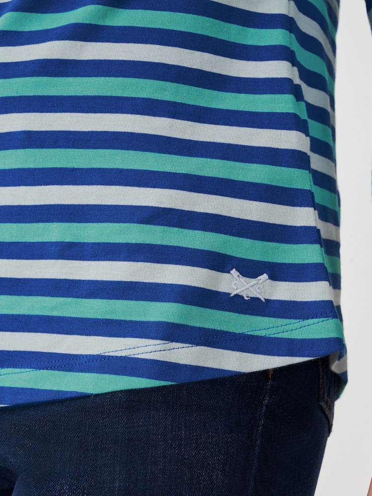 Crew Clothing Company Green 100% Cotton Essential Breton Stripe Top - Image 8 of 9
