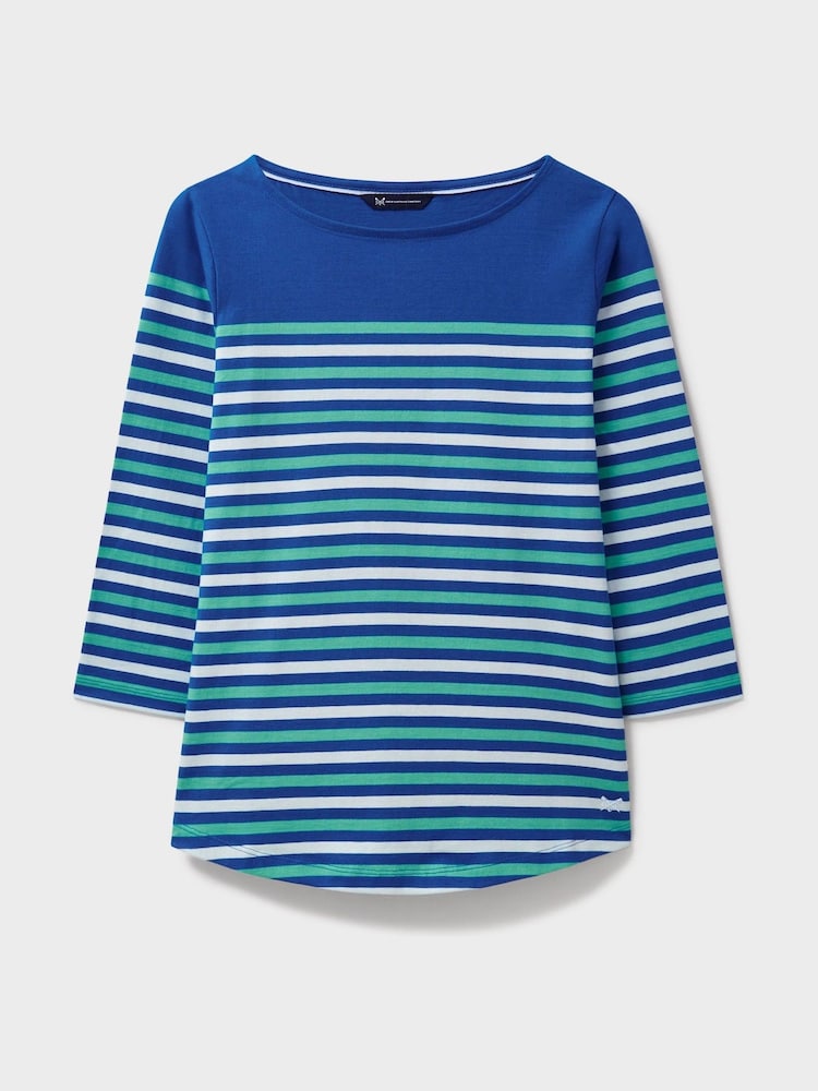 Crew Clothing Company Green 100% Cotton Essential Breton Stripe Top - Image 9 of 9