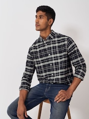 Crew Clothing Grey Wilson Check Oxford 100% Cotton Shirt - Image 1 of 5