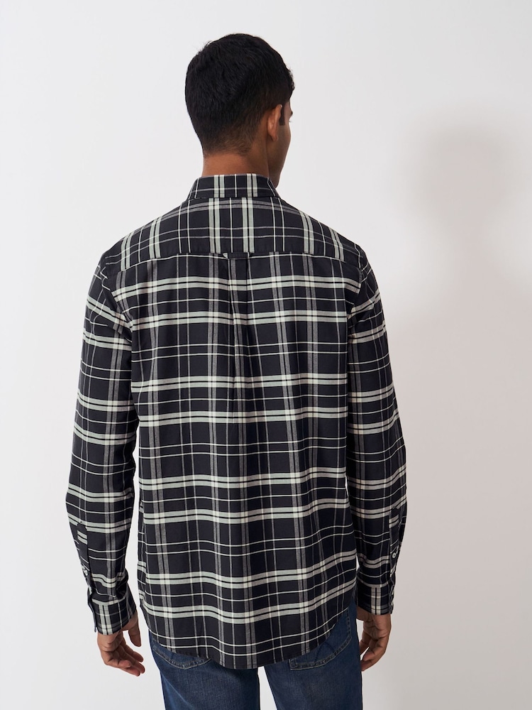 Crew Clothing Grey Wilson Check Oxford 100% Cotton Shirt - Image 2 of 5