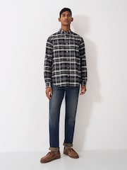 Crew Clothing Grey Wilson Check Oxford 100% Cotton Shirt - Image 3 of 5