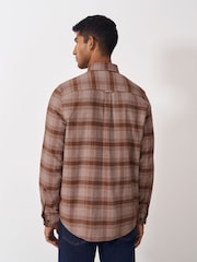 Crew Clothing Orange Martin Cross Check Flannel 100% Cotton Shirt - Image 2 of 5