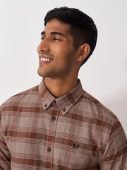Crew Clothing Orange Martin Cross Check Flannel 100% Cotton Shirt - Image 4 of 5